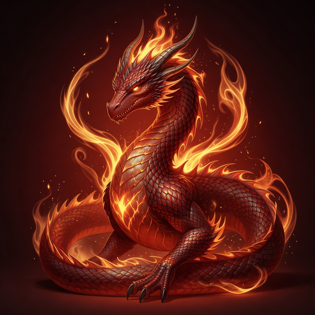 Ember Salve Wyrm — Pyre fire healer dragon with ember triage flames and volcanic mending